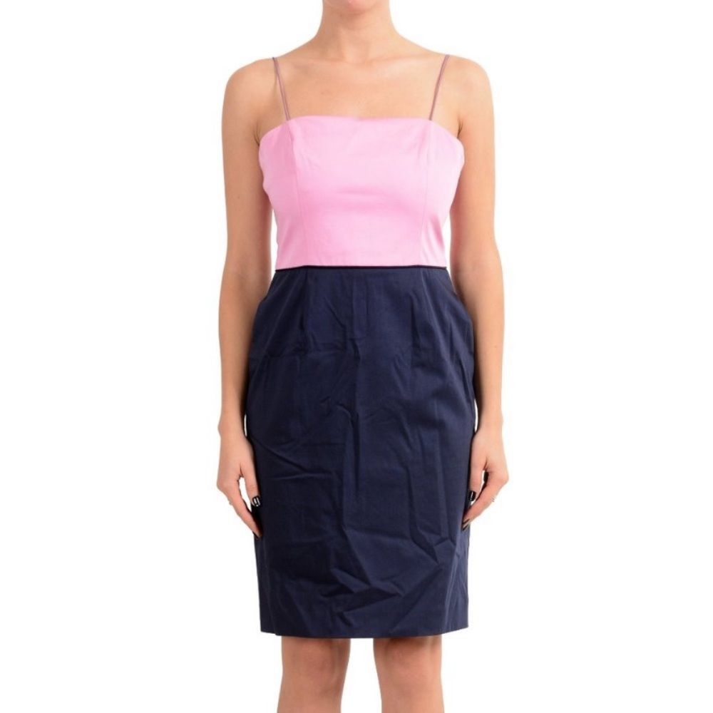 Hugo Boss pink color block body con dress NWT